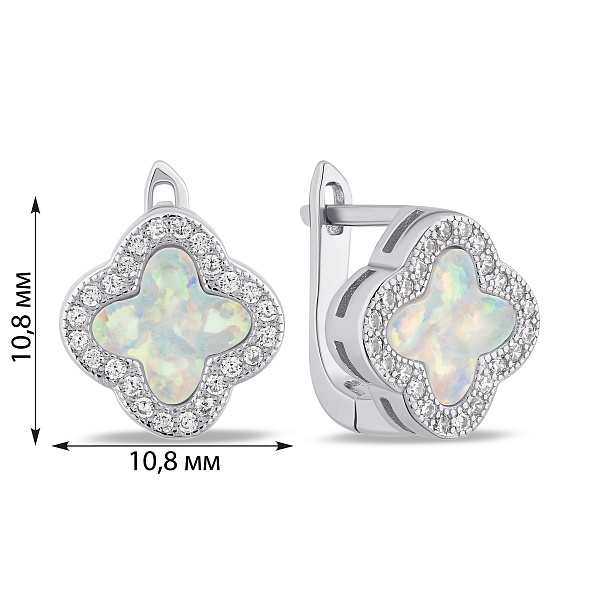 Сережки зі срібла з опалом і фіанітами (арт. 7502/10118/10Поб) – зображення 2