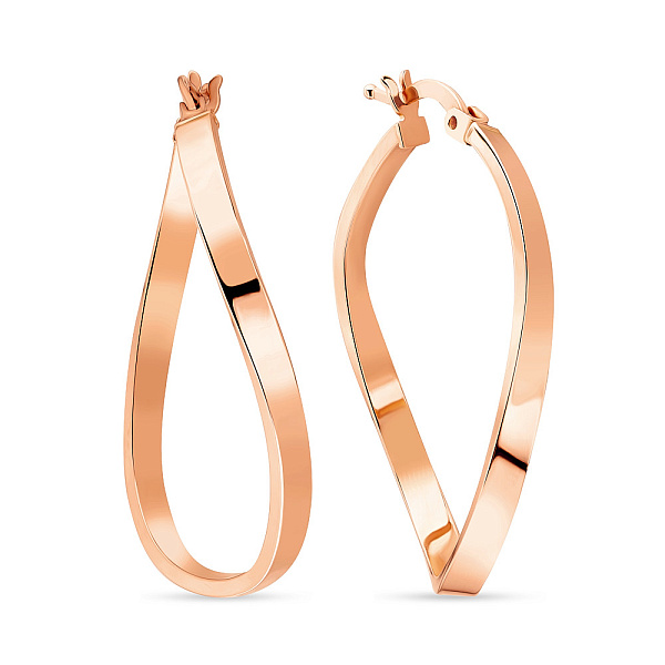 Серьги-кольца изогнутой формы из красного золота (арт. 101212/35) – изображение 1