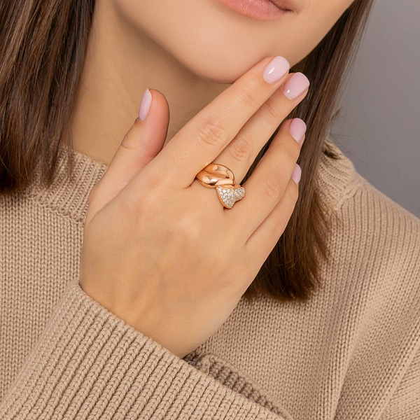 Кольцо из красного золота с фианитами (арт. 156522) – изображение 4