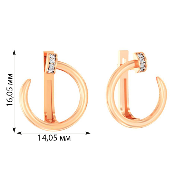 Золоті сережки з фіанітами (арт. 111175) – зображення 2