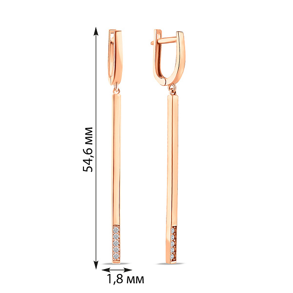 Золоті сережки-підвіски з фіанітами (арт. 1091080) – зображення 6