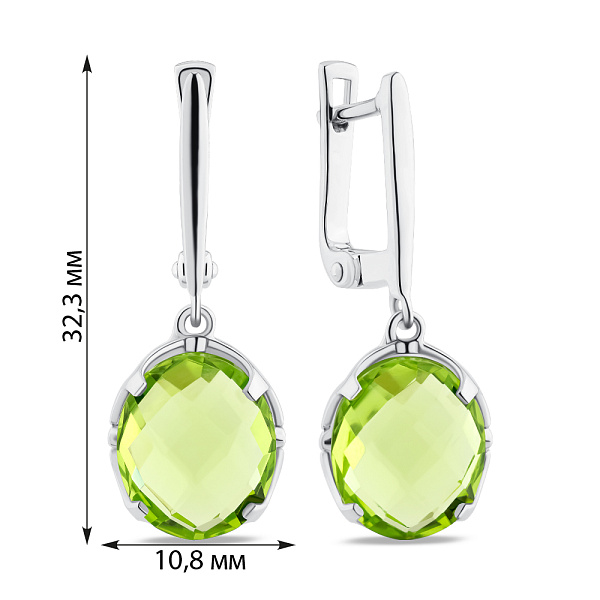 Серебряные серьги с крупным хризолитом (арт. 7502/2192411Хрз) – изображение 2