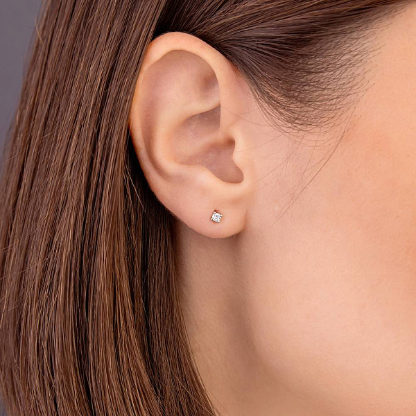 Золоті сережки-пусети з діамантами (арт. Т011019010б) – зображення 2