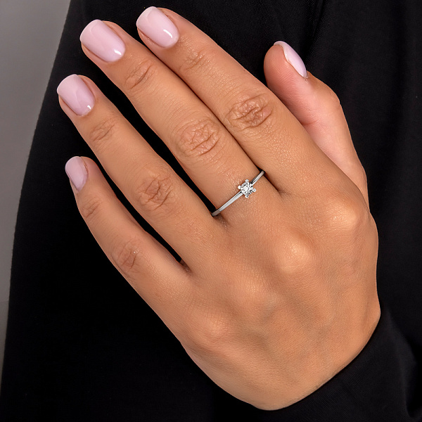 Кольцо из белого золота с бриллиантом (арт. К011733б) – изображение 2