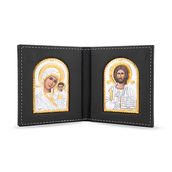 Икона Спаситель-Казанская (80х85 мм) (арт. K-1/001-002G) – изображение 1