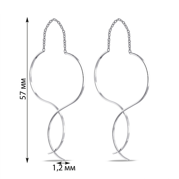 Серебряные серьги-протяжки без камней (арт. 7502/9624) – изображение 4