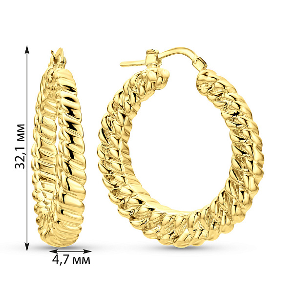 Золотые серьги-кольца Francelli (арт. 109777/30ж) – изображение 5