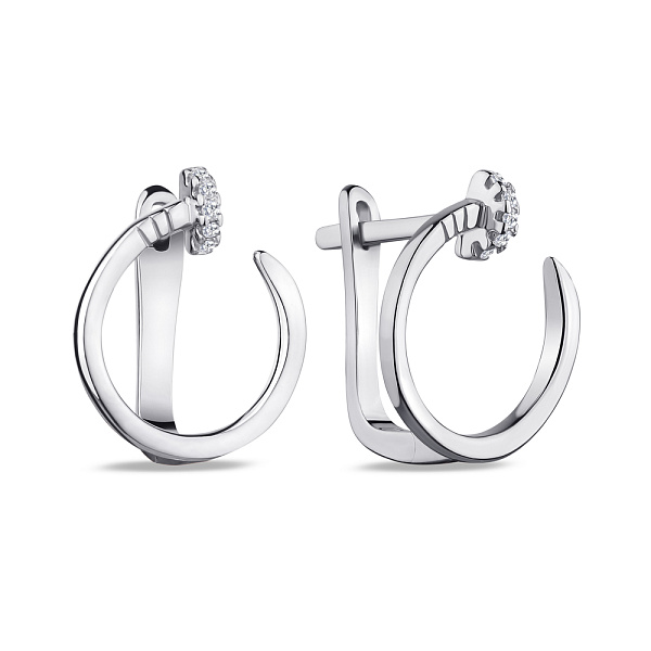 Сережки зі срібла "Цвяхи" з фіанітами (арт. 7502/4376) – зображення 1