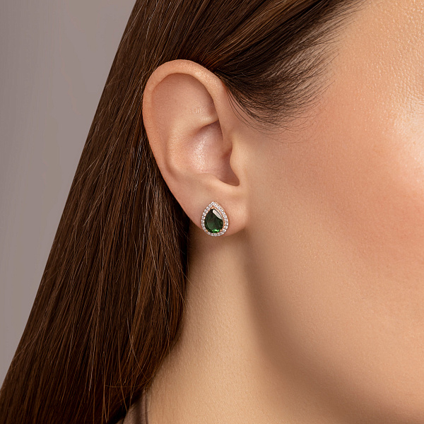 Серьги из красного золота с кварцем и фианитами (арт. 111249Птз) – изображение 2