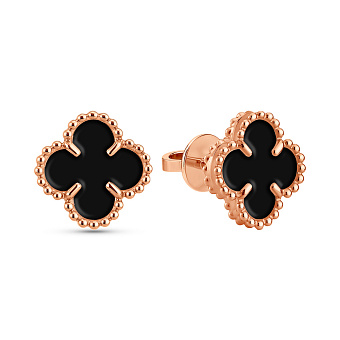 Золотые серьги с ониксом (арт. 1101198о)