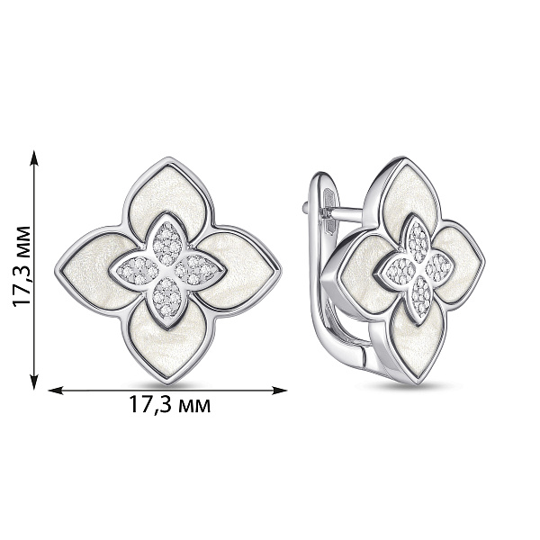 Серебряные серьги с перламутром и фианитами (арт. 7502/2182832/15п) – изображение 2