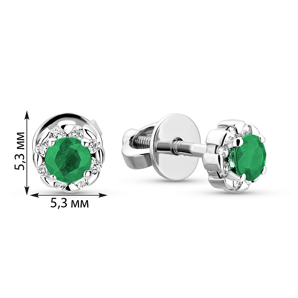 Золоті сережки зі смарагдом і діамантами (арт. Т011087би) – зображення 2
