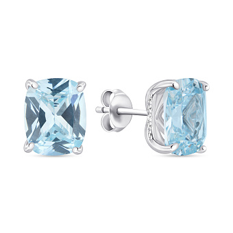 Серебряные серьги-пусеты с топазом (арт. 7518/2199342Пг)