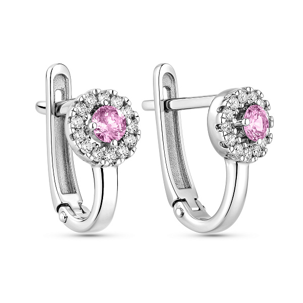 Сережки детские из белого золота с фианитами (арт. 110614бр) – изображение 1