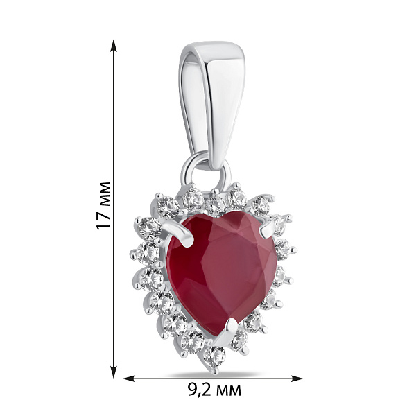 Срібний підвіс Серце з рубіном (арт. 7503/2187998Р) – зображення 2