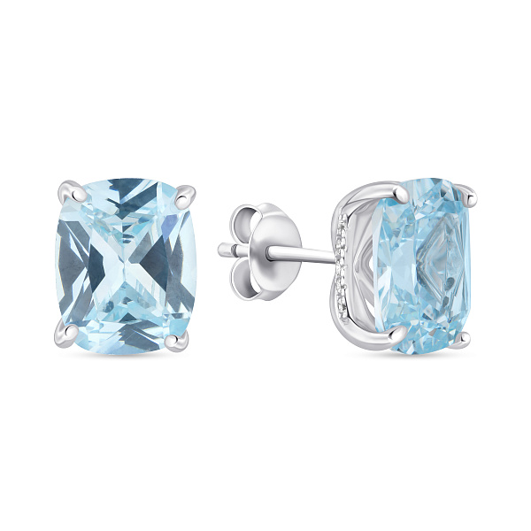 Серебряные серьги-пусеты с топазом (арт. 7518/2199342Пг) – изображение 1