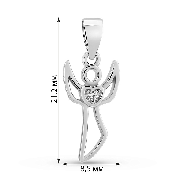 Серебряный кулон Ангел с фианитом (арт. 7503/2574) – изображение 2