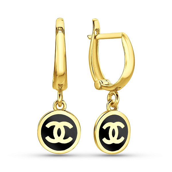 Золотые серьги с эмалью (арт. 109151жеч) – изображение 1