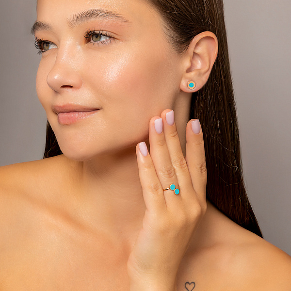 Золоті сережки пусети Лýна з емаллю (арт. 110871ет) – зображення 4