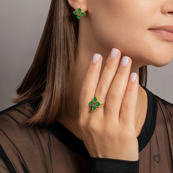 Сережки з жовтого золота з емаллю (арт. 1091580/15жез) – зображення 3