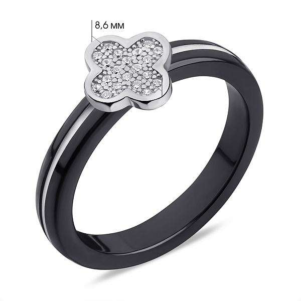 Каблучка зі срібла та кераміки з емаллю і фіанітами (арт. 7501/6909кмчеб) – зображення 2