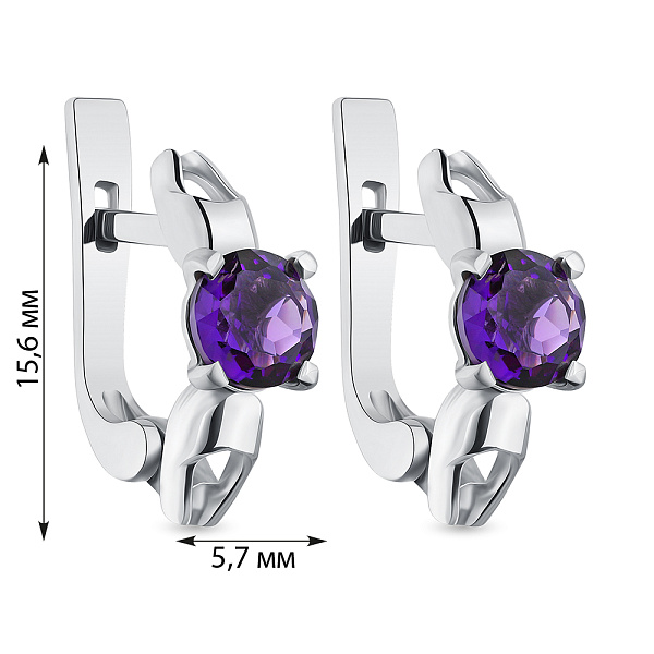 Сережки зі срібла з аметистом (арт. 7502/533Асп) – зображення 2