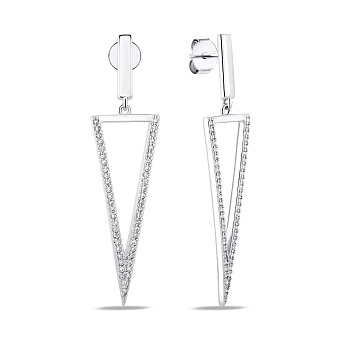 Фото Довгі срібні сережки з фіанітами (арт. 7518/7327)