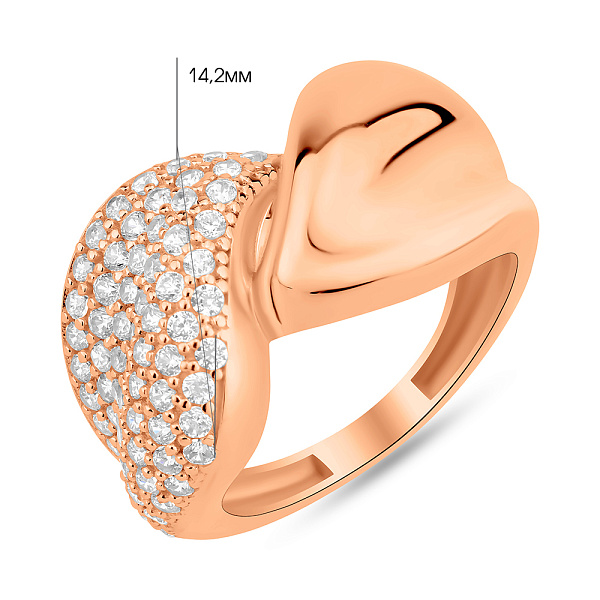 Кольцо из красного золота с фианитами (арт. 156522) – изображение 5