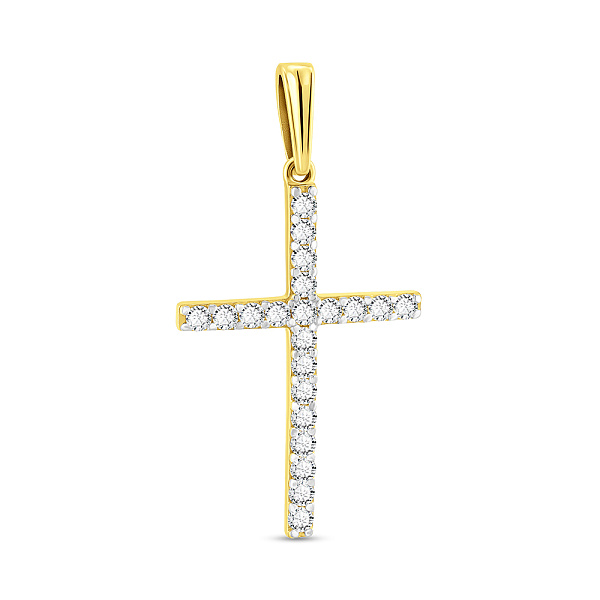 Подвеска-крестик из желтого золота с фианитами (арт. 440342ж) – изображение 1