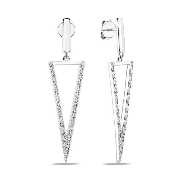 Довгі срібні сережки з фіанітами (арт. 7518/7327) – зображення 1