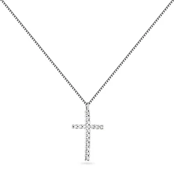 Кольє з білого золота Хрестик з діамантами (арт. Ц011276040/2б)