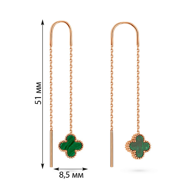 Золоті сережки з малахітом (арт. 1091537/8млх) – зображення 2