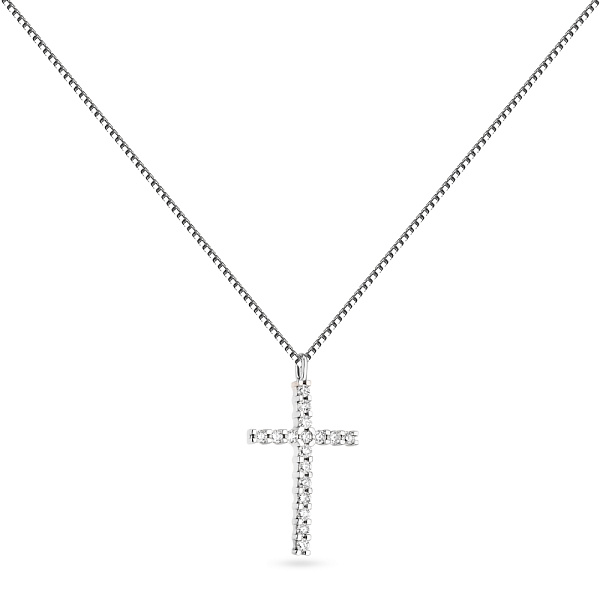Кольє з білого золота Хрестик з діамантами (арт. Ц011276040/2б) – зображення 1