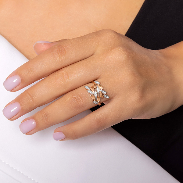 Каблучка з червоного золота Гілка з фіанітами (арт. 141283) – зображення 2