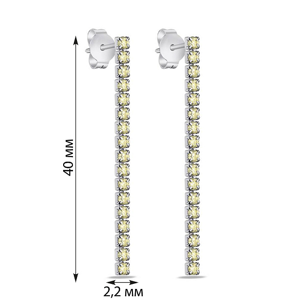Серебряные серьги-пусеты с желтыми альпинитами (арт. 7518/6483/1аж) – изображение 2