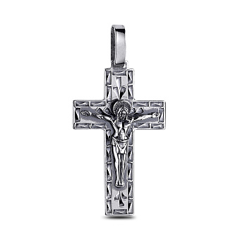 Серебряный нательный крестик с распятием (арт. 7904/3598-ч)
