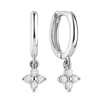 Серьги-кольца из серебра с подвеской и фианитами (арт. 7502/10035/10)