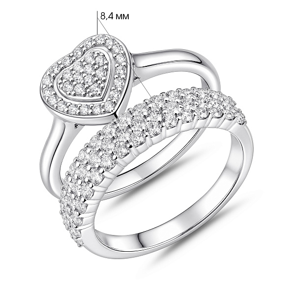 Двойное серебряное кольцо с фианитами (арт. 7501/8599) – изображение 5