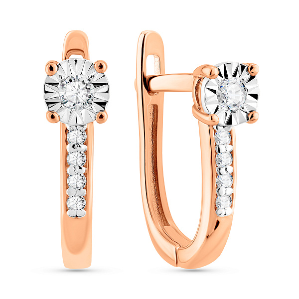 Серьги из красного золота с бриллиантами (арт. С011807010) – изображение 1
