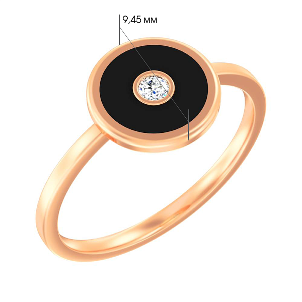 Золотое кольцо Лýна с эмалью и фианитом (арт. 141176ч) – изображение 2