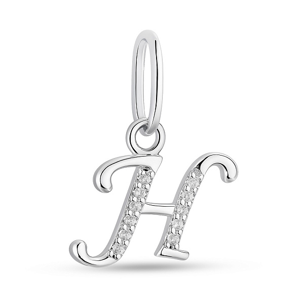 Серебряный кулон Буква Н с фианитами (арт. 7503/4380) – изображение 1