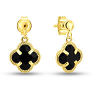 Фото Сережки з жовтого золота з чорними фіанітами (арт. 1091793жч)