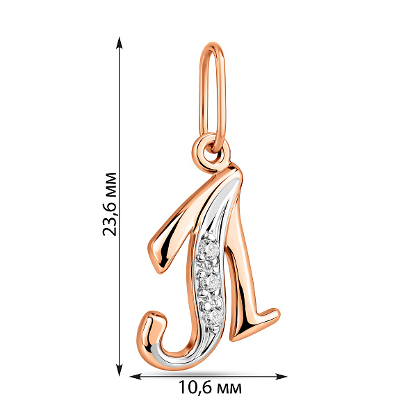 Золотий кулон Літера Л з фіанітами (арт. 440284) – зображення 3