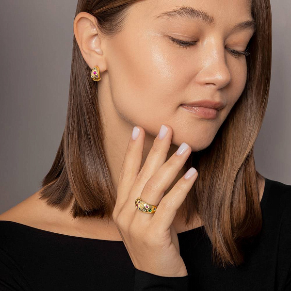 Пусети золоті з фіанітами Francelli (арт. 1091593жцв) – зображення 4