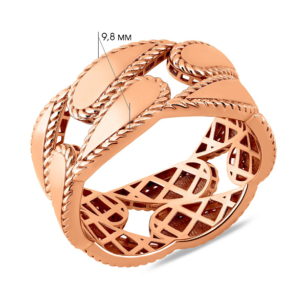 Кольцо Звенья из красного золота (арт. 156764) – изображение 2