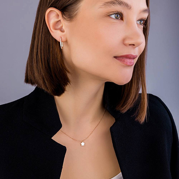 Золотое колье с перламутром (арт. 352591п) – изображение 5