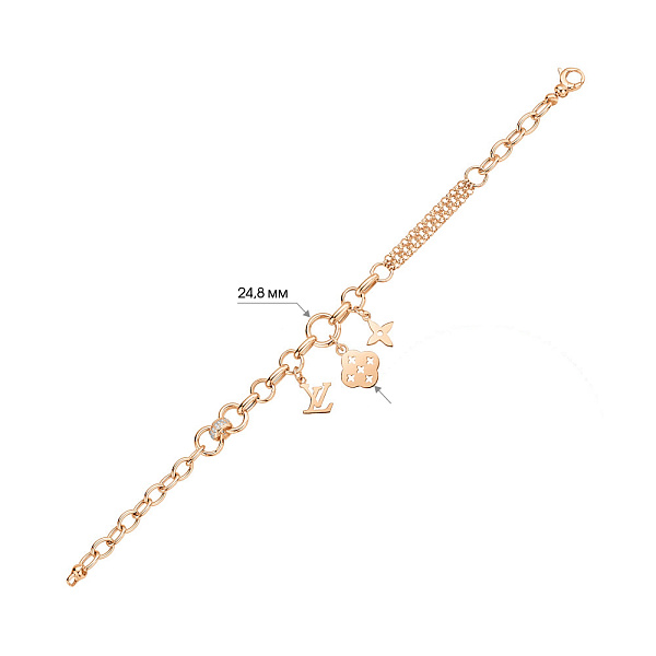 Браслет з червоного золота з підвісками (арт. 326744П3) – зображення 2