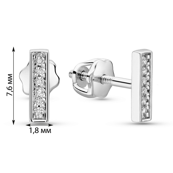 Сережки-пусети з білого золота з діамантами (арт. Т011136005б) – зображення 3