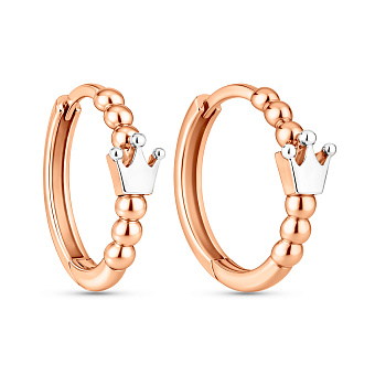 Фото Сережки-кільця з червоного золота Корона без каміння (арт. 111189)