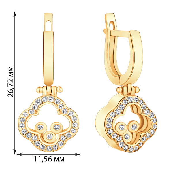 Золоті сережки-підвіски з фіанітами (арт. 104806ж) – зображення 2
